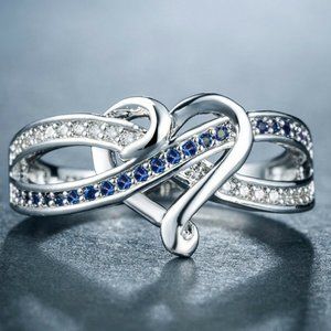 Romantic Heart Rings for Women 925 Silver Jewelry